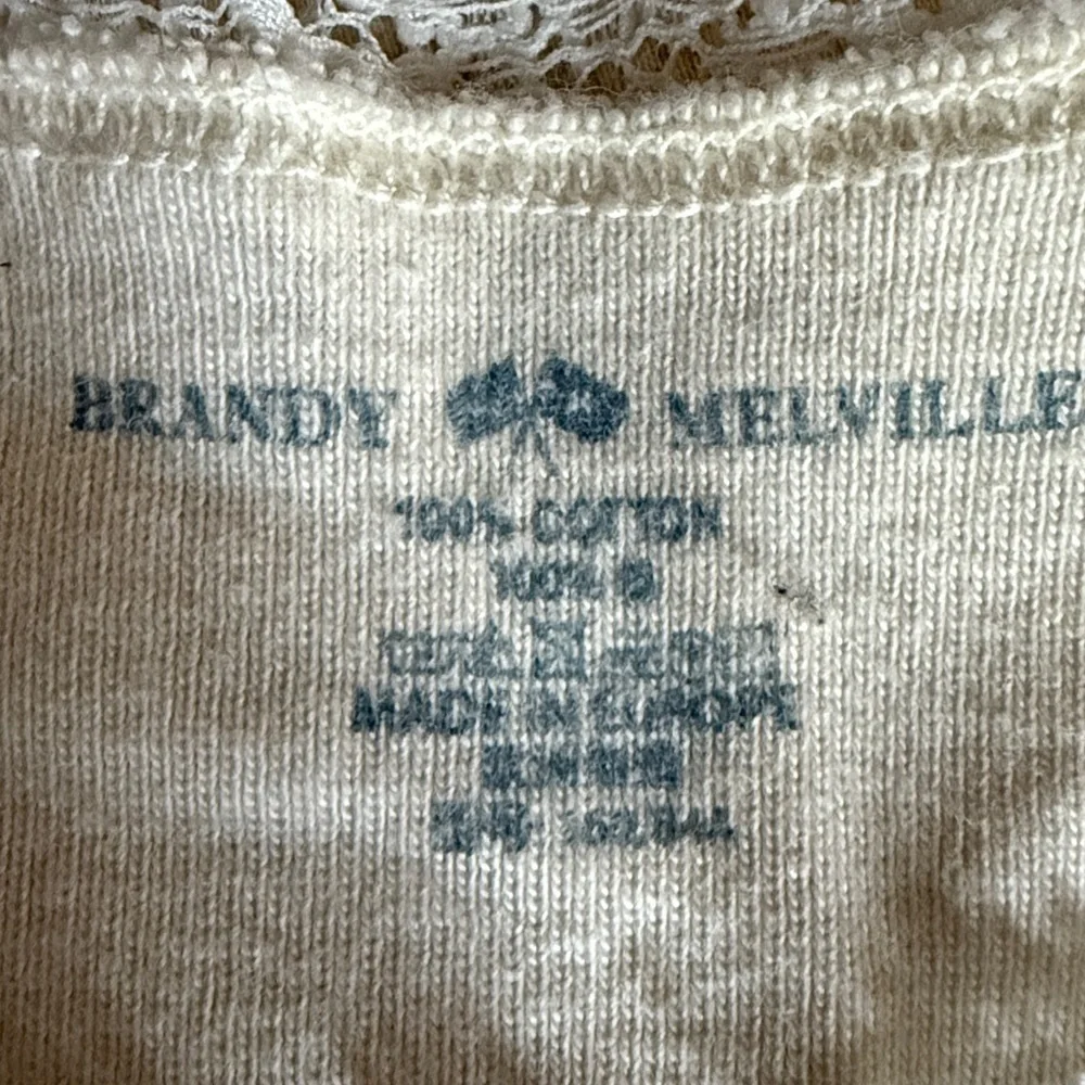 Brandy Melville Girls Cream Floral Lace Trim Cotton Tank Top. Size M